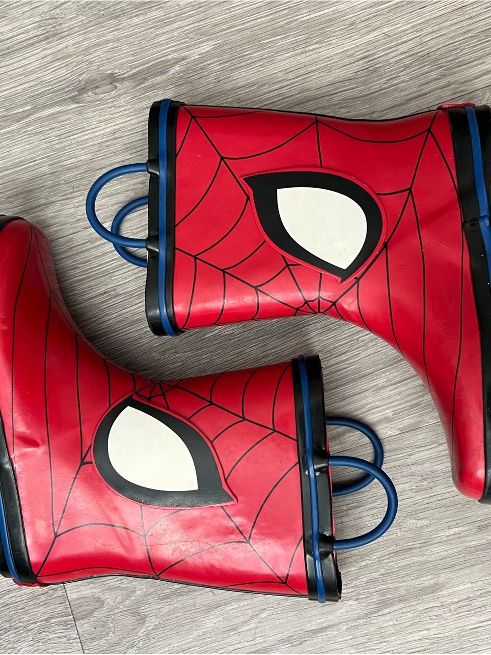 Spiderman Red and Blue Kids Rain Boots with Web Design
